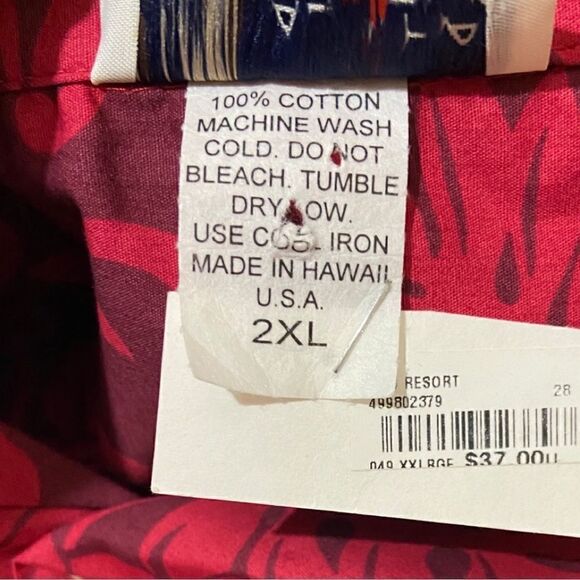 Authentic Hawaiian Cotton Surfboard Rack Hibiscus Button Down Shirt - Picture 5 of 6